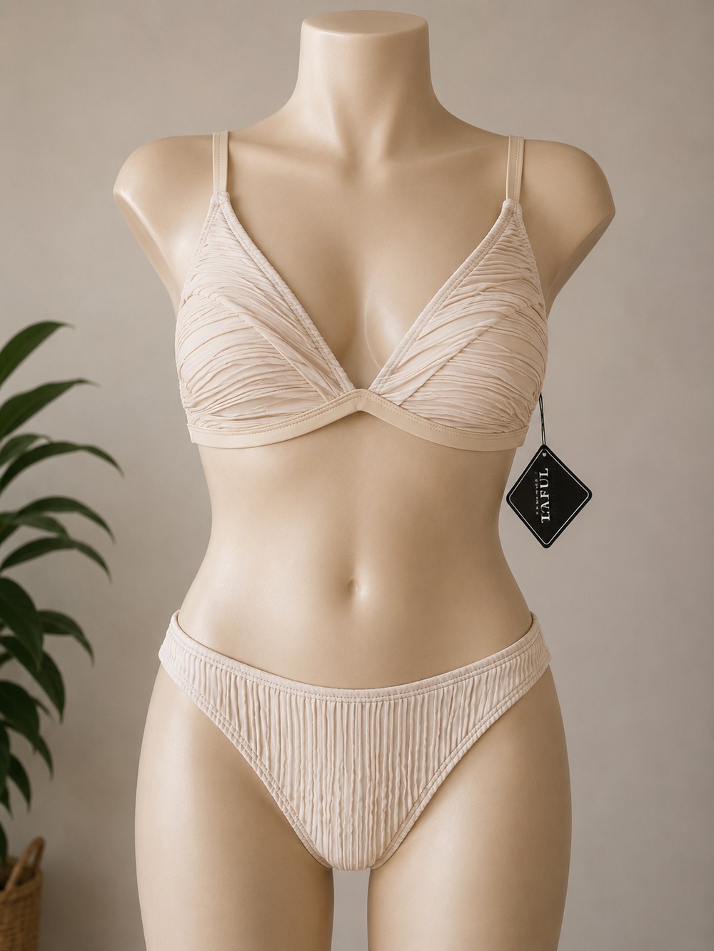 NWT Cream Textured Bikini Set